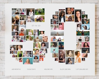 Personalized Photo Collage Template, Birthday Anniversary Gift (Canva, Digital)