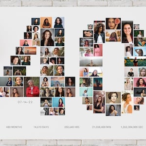 EDITABLE Personalized Photo Collage, 40 Years Perfect for Birthday and Anniversary Gifts, Canva Template, DIGITAL
