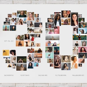EDITABLE Personalized Photo Collage, 30 Years Perfect for Birthday and Anniversary Gifts, 74 Photos Canva Template, DIGITAL