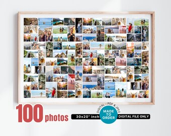 Gepersonaliseerd welkomstbord 100, fotocollageposter, fotocollagebord, digitale download fotomontage, display, Landsccape