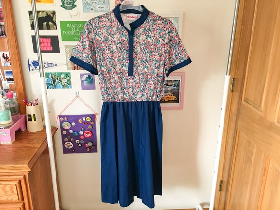 70s Floral Shirt Dress