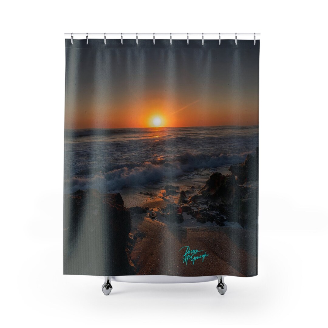Whimsical Shower Curtainbeach Shower Curtain Sunrise Etsy