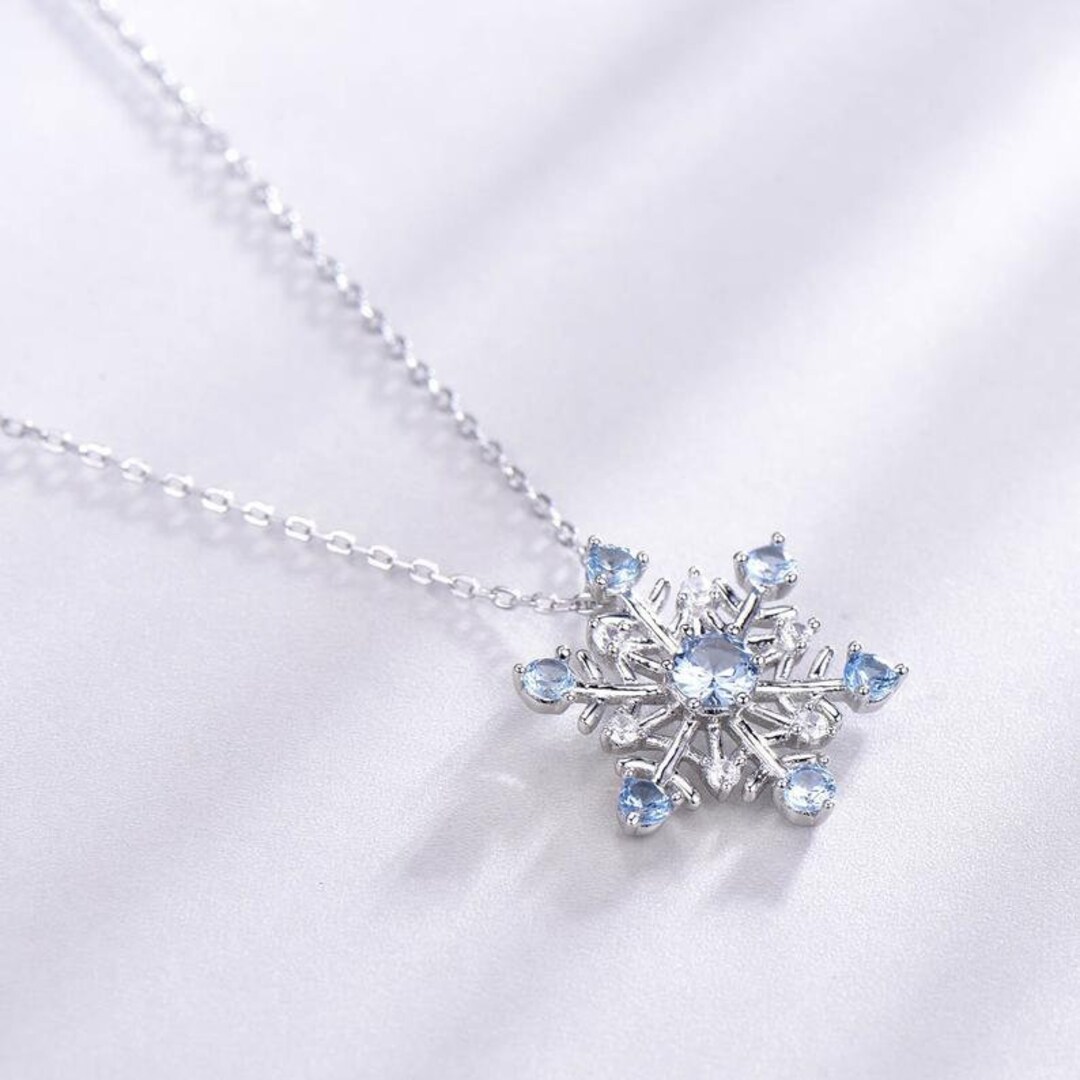 Aquamarine snowflake necklace deals