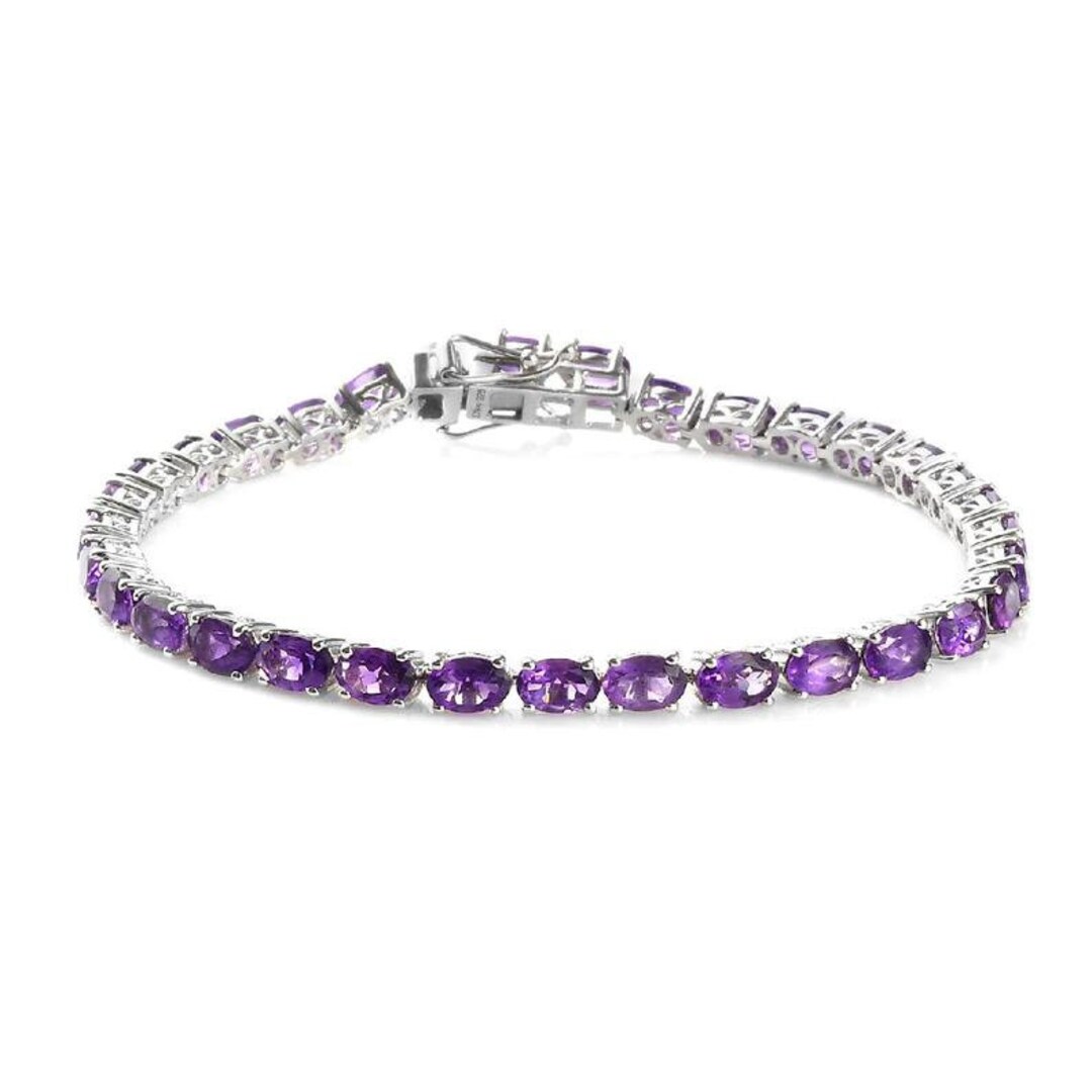 13.45 Ctw Natural African Amethyst Tennis Bracelet , Amethyst Bracelet