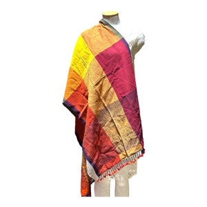 Bhujodi Hand Woven Organic Cotton Shawl, Dupatta, Wrap, Stole. Hand dyed by local artisans from India.