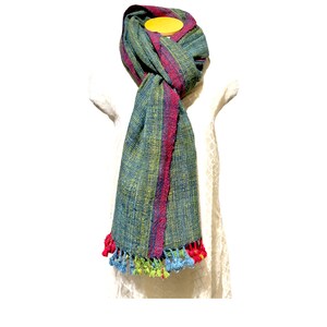 Bhujodi Weave 100% Wool Shawls-Wrap-Throw. Hand woven, by local artisans from India with natural dyes.Green/Maroon