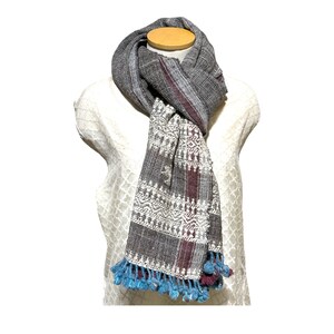 Bhujodi Weave 100% Wool Shawls-Wrap-Throw. Hand woven with Tangaliya motifs, by local artisans from India with natural dyes.Black/Maroon