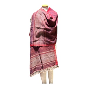 Bhujodi Hand Woven Merino Wool Shawl, Wrap, Dupatta. Hand Dyed, hand woven by local artisans from India. Maroon