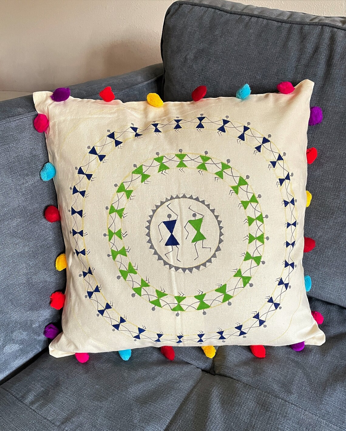 Warli Hand Paint Cushion Cover Set of 2. Hand Paint Hand Etsy