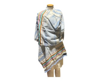 Bhujodi Hand Woven Pure Merino Wool Shibori Designs Shawl, Dupatta, Wrap, Stole. Hand dyed by local artisans from India.