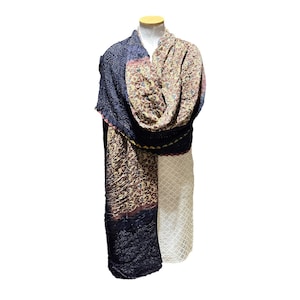 Gajji Silk Ajrakh Hand Block/Bandhani (Tie&Dye) using natural dyes, Shawl, Wrap, Dupatta. Handmade by local Artisans from India.