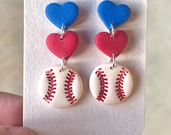 Handmade Polymer Clay Baseball Earrings: Sports Fan Gift