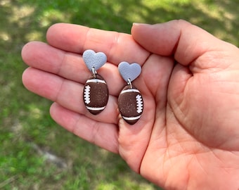Polymer Clay Football Earrings: Sports Fan Gift