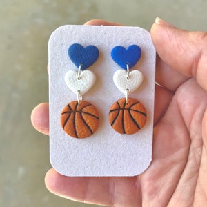 School Spirit, basketball earrings, sports earrings, team mom, sports fan jewelry, handmade clay earrings, pick your colors, customizable