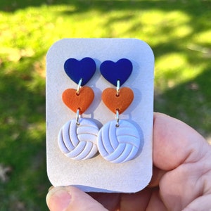 Volleyball Earrings: Custom Team Colors, Polymer Clay Sports Jewelry