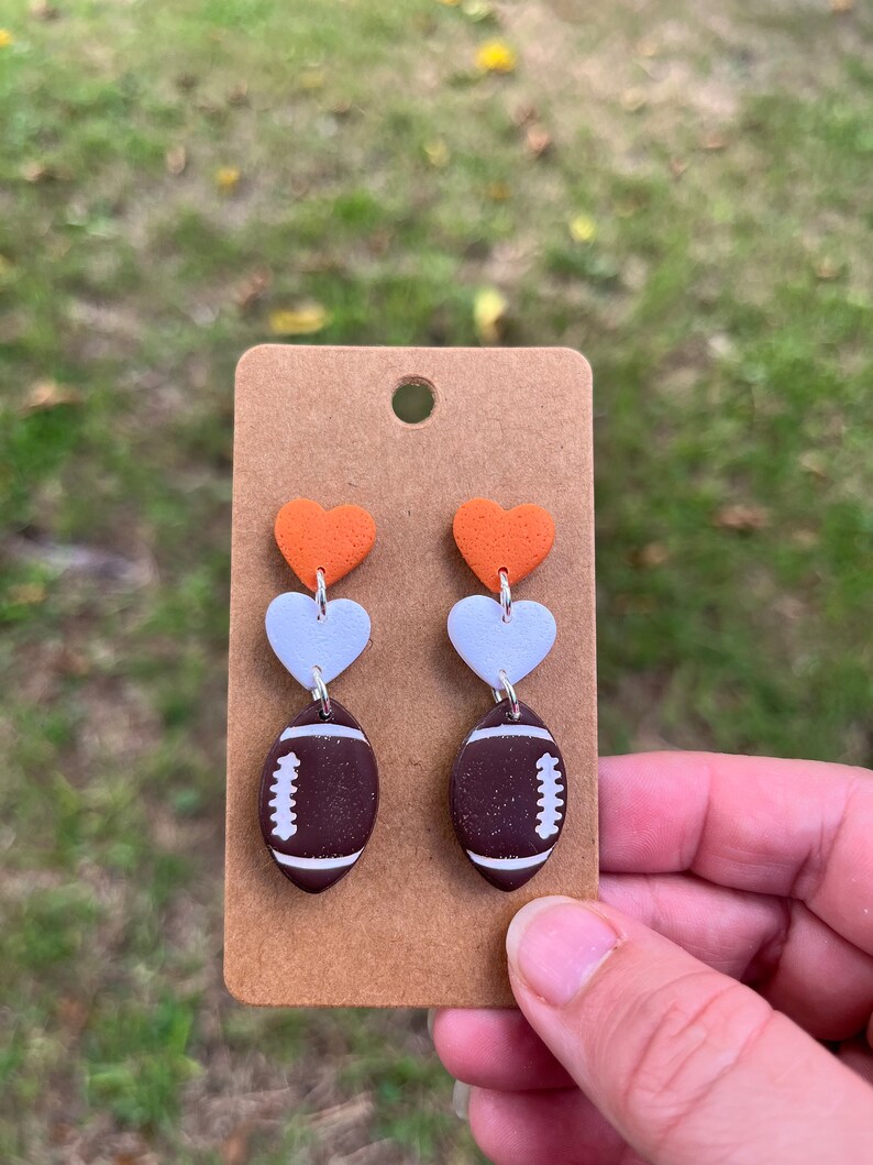 Handmade Football Earrings: Polymer Clay Sports Fan Jewelry immagine 2