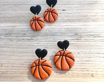Handmade Polymer Clay Basketball Earrings: Sports Fan Gift