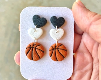 Handmade Polymer Clay Basketball Earrings: Sports Lover Gift