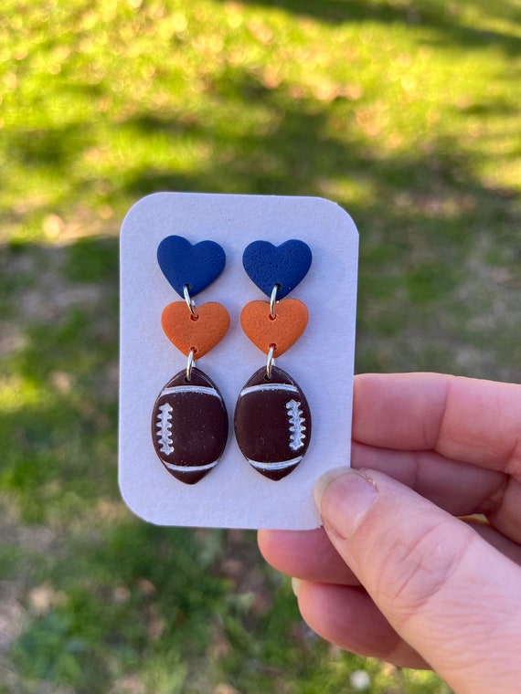 Handmade Football Earrings: Polymer Clay Sports Fan Jewelry