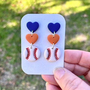 School Spirit, baseball earrings, sports earrings, team mom, sports fan jewelry, handmade clay earrings, pick your colors, customizable