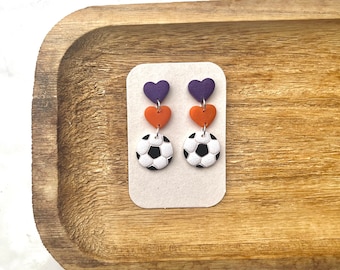 Handmade Polymer Clay Soccer Ball Earrings: Sports Lover Gift