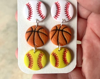 Basketball, Soccer, Football, Softball, Baseball, Wrestling, Sports earrings, Sports Fans, Team Mom, Team Spirit