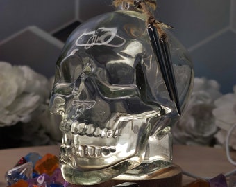Garrafa de vidro em formato de caveira, decoração pirata, festa de Halloween (350ml)