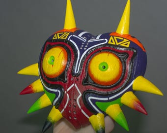 Decoração pequena máscara | máscara cosplay | Máscara de madeira Majora | Réplica de máscara | Fantasia de máscara | Pintada à mão