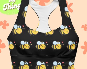 Schattige Bee Longline sportbeha in het zwart
