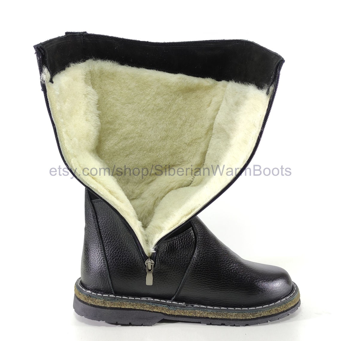 Russian women's winter boots made of genuine leather and Etsy