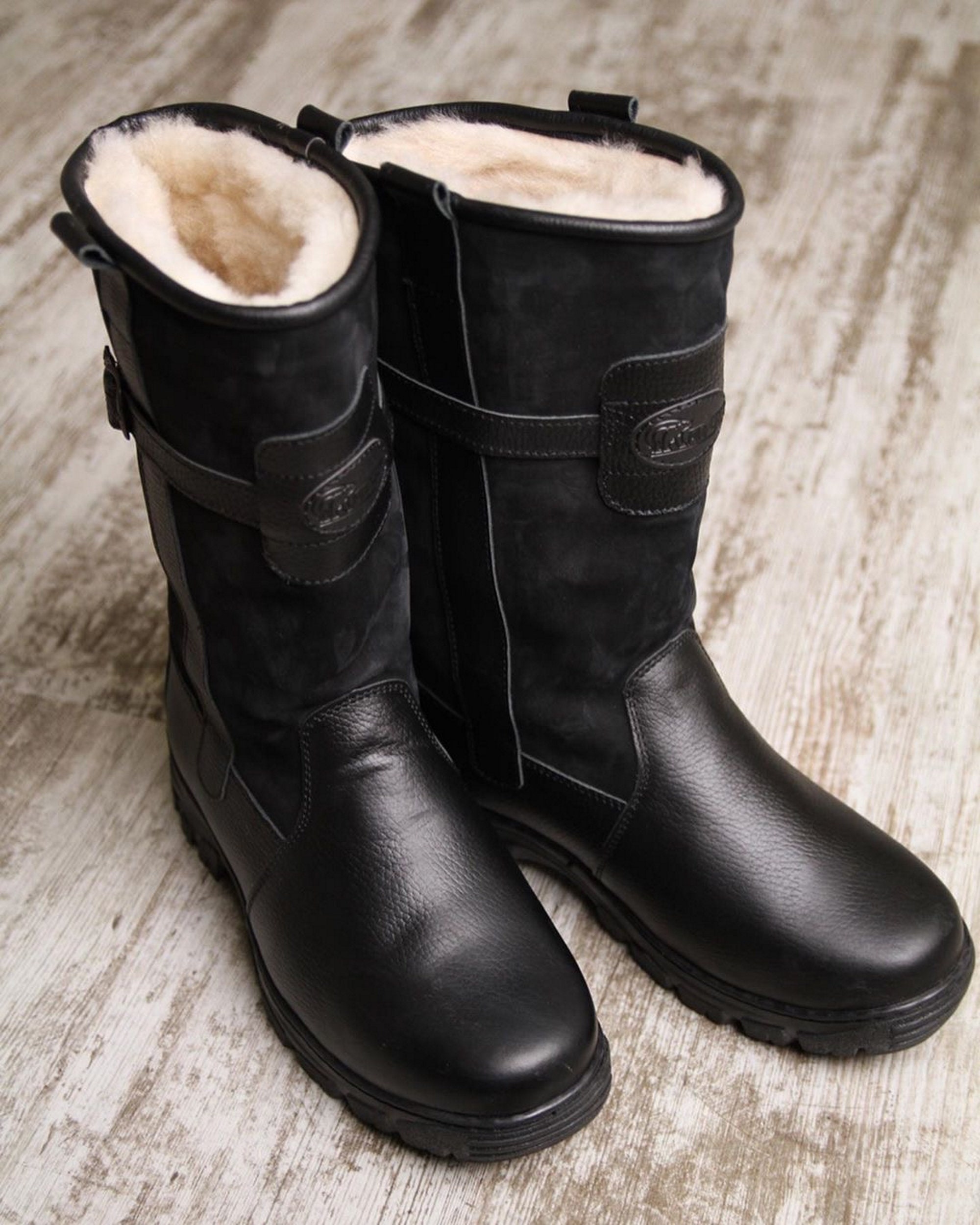 Russian winter boots with fur for men genuine leather very Etsy