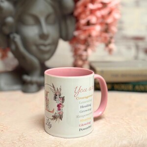 Self Care Gift Personalized Mug Motivational Drinkware Custom Name Cup Boho Floral Design Empowering Words Daily Reminder Gratitude Coffee Mug Personal Growth Gift