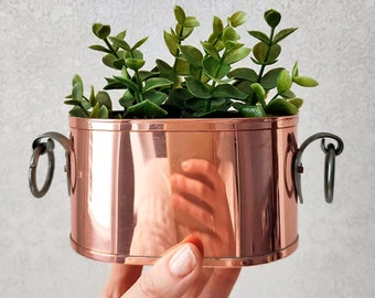 Succulent planter vintage / Copper oval planter / Succulents plant pot / Flower pot small