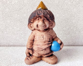 Collectible Swedish pottery Troll boy figurine / Vintage Scandinavian folk art small statue / Witchcraft altar tools by Eva Jarenskog