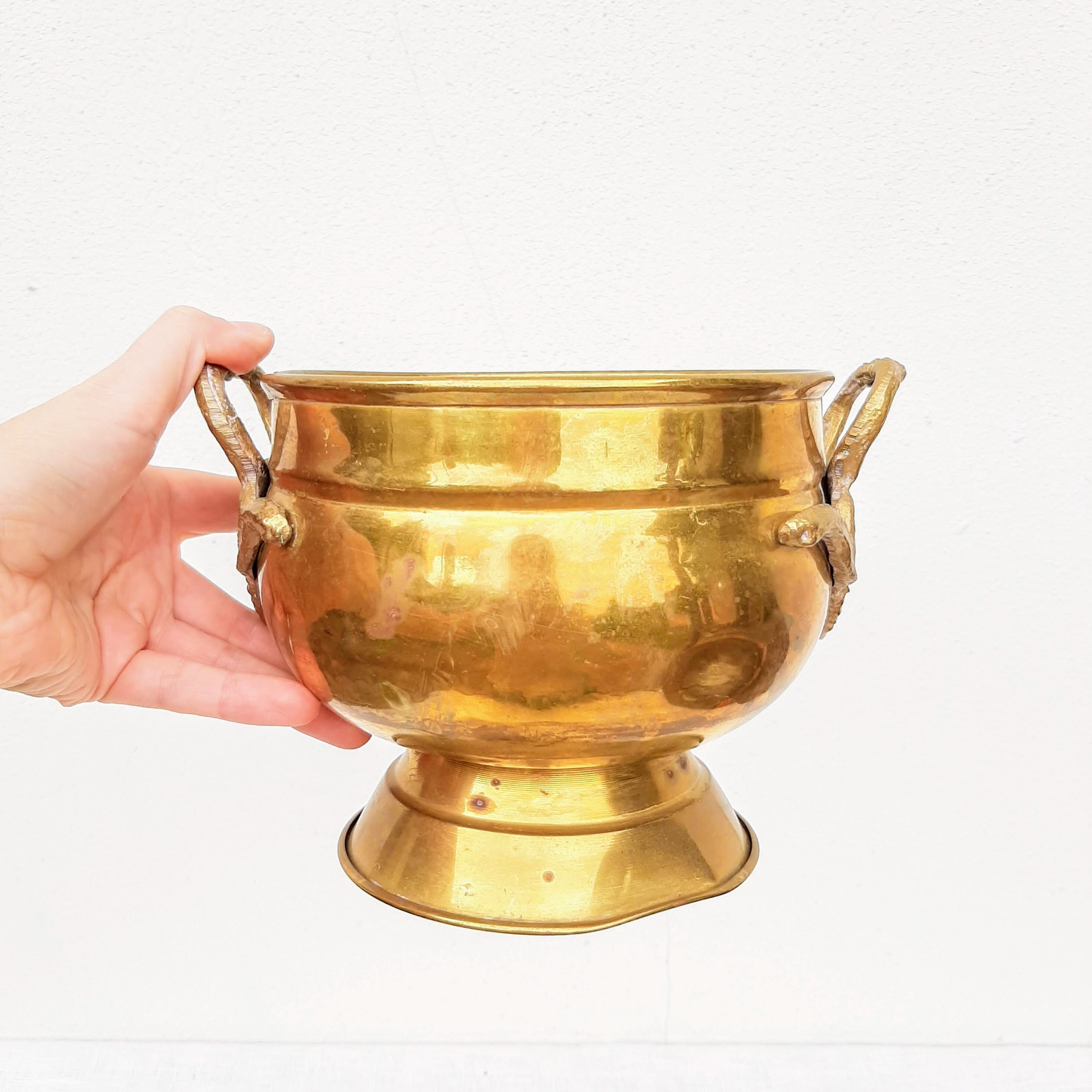 Antique brass planter / Victorian plant pot vintage / Rustic Etsy