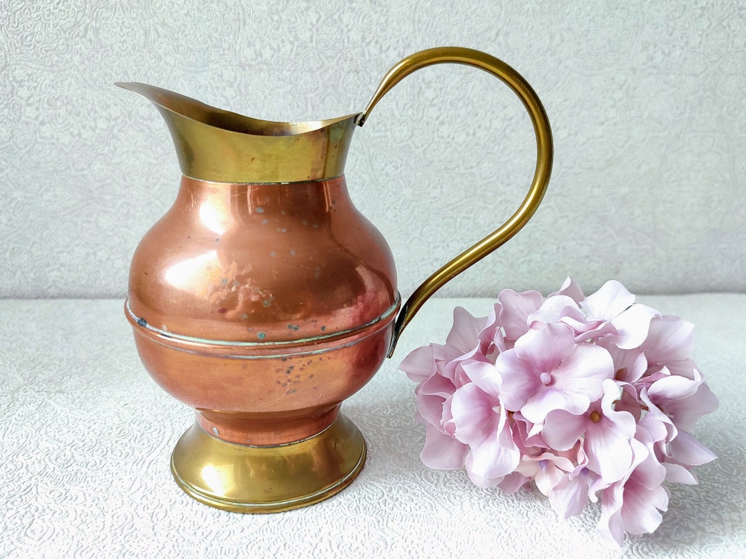 Copper Jug Vase Vintage / Copper Pitcher Vase / Rustic Home Etsy