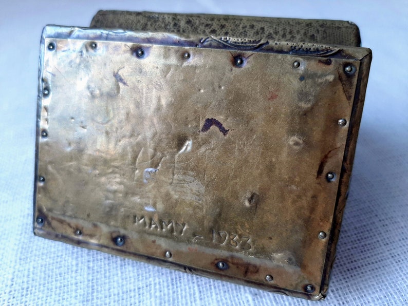 Brass desk organizer 1930s trinket dish Antique jewelry box
