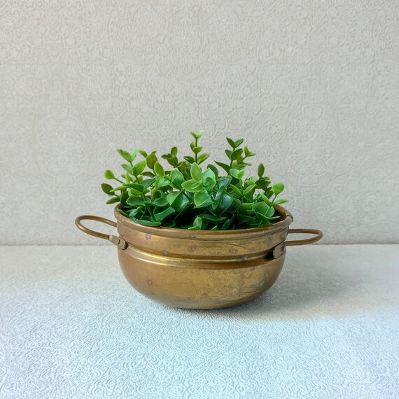 Gold Planter Antique / Plant Pot Vintage / Small Copper Pot / Etsy