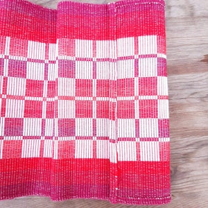 Red table runner / Checkered table cover vintage / Fall decorations / Christmas table runner image 4