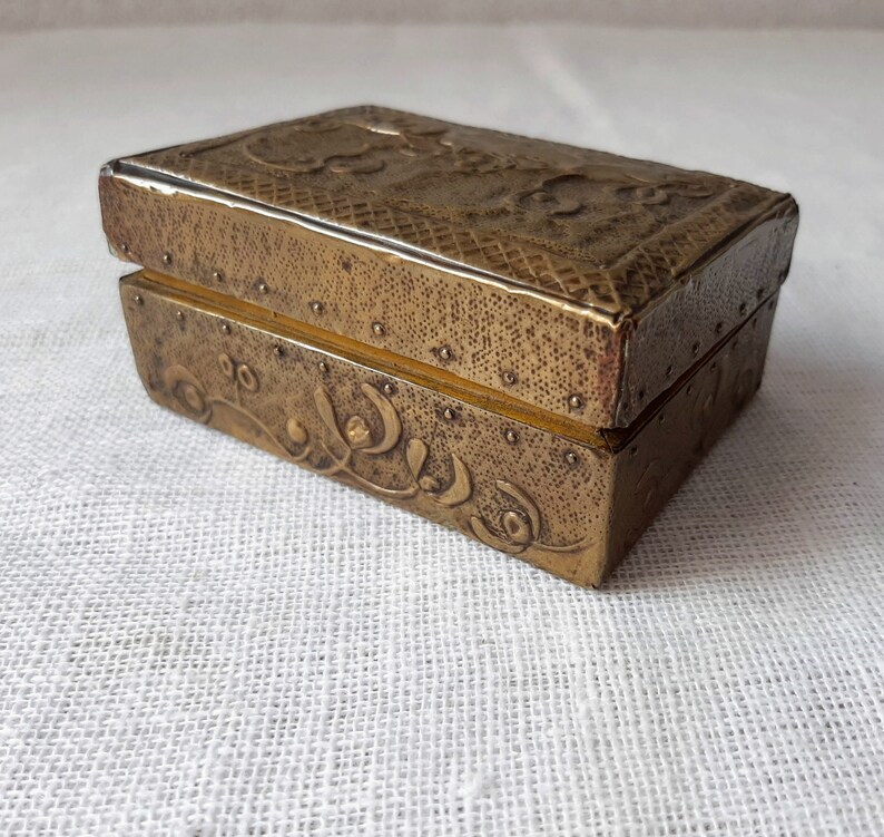 Brass desk organizer 1930s trinket dish Antique jewelry box