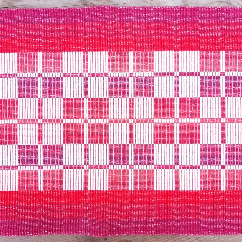Red table runner / Checkered table cover vintage / Fall decorations / Christmas table runner image 5