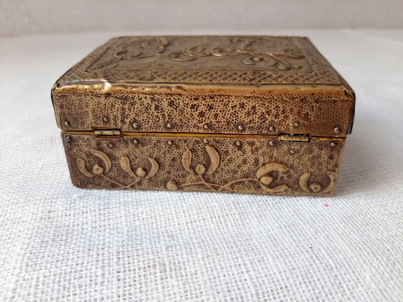 Brass desk organizer 1930s trinket dish Antique jewelry box
