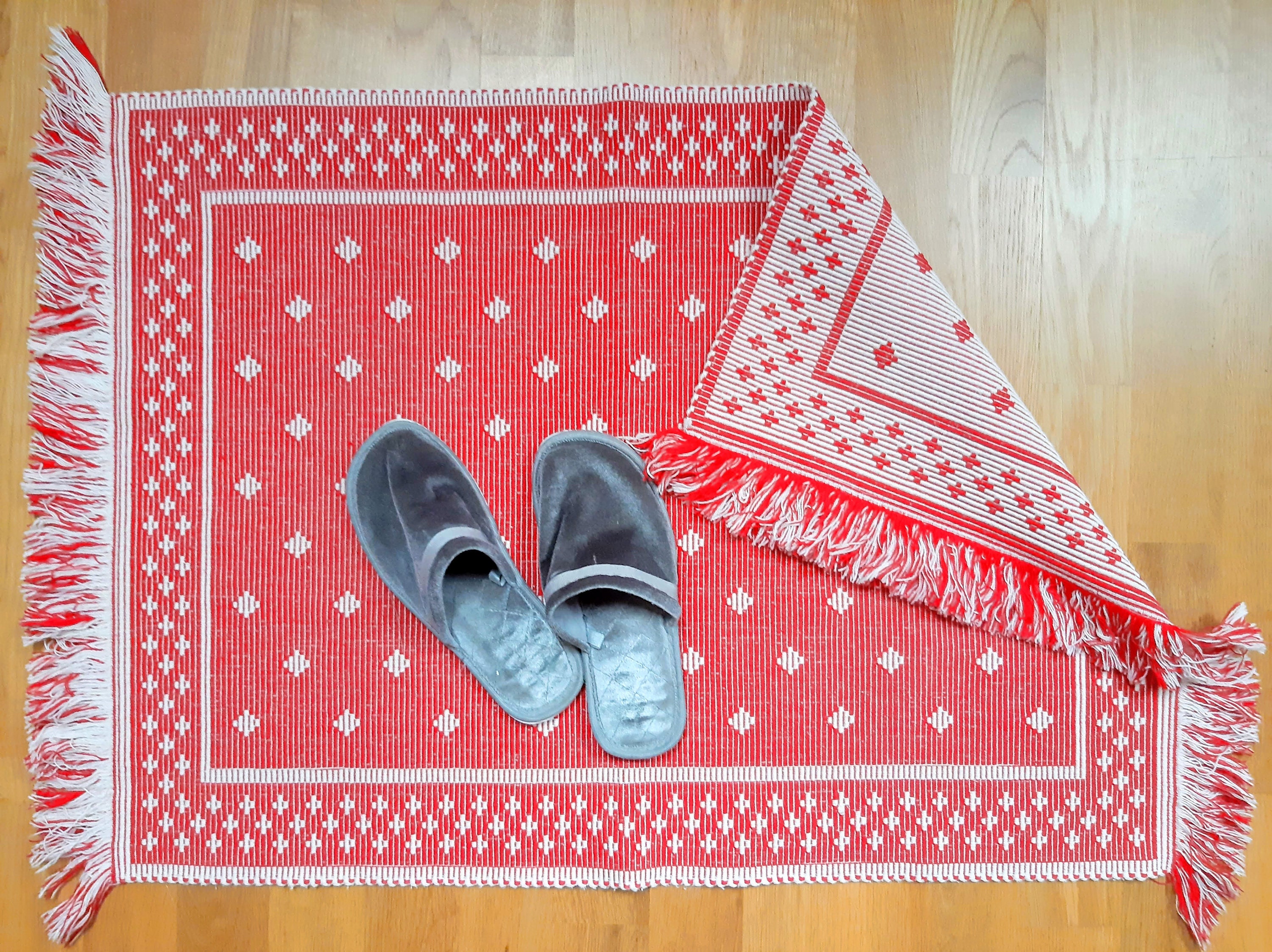 Washable Cotton Kitchen Rug / Small Red Bedroom Rug Set Etsy UK