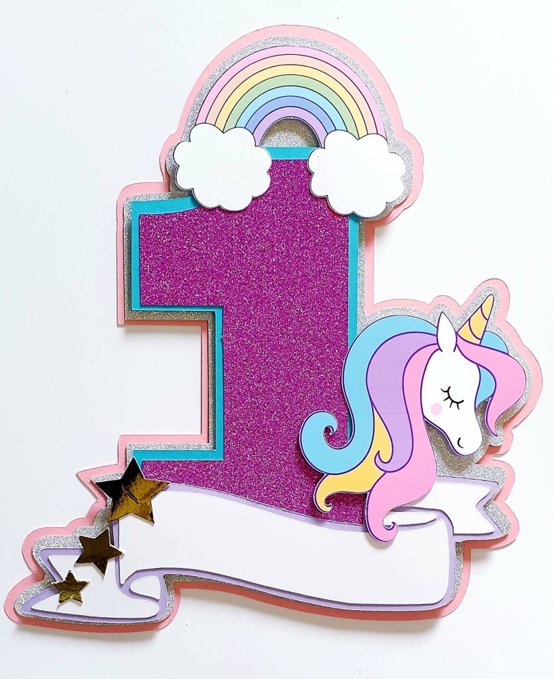 unicorn number topper etsy