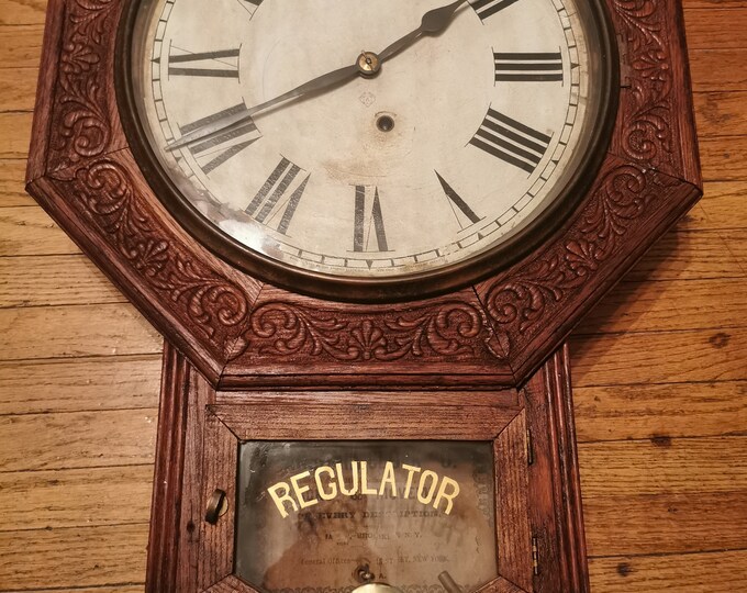 Antique Regulator Wall Clock Etsy