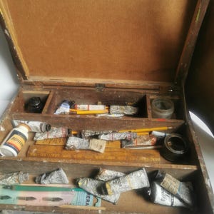 Antique Wood Artist Easel Case