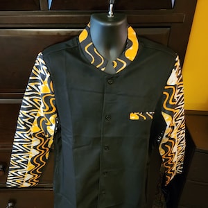 African Fabric Male Long Sleeve Shirt