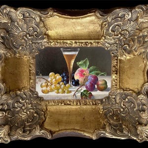 Nouvelle peinture à l'huile originale sur toile nature morte fruits avec cadre en bois fait main, signée et répertoriée par l'artiste