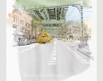 New York Illustration Poster Series - Broadway Triangle (A2)
