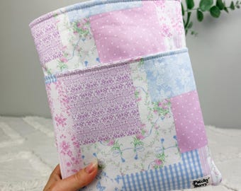 Pastel Patchwork Book Sleeve | Cottagecore Floral Kindle Protector | Handmade Book Pouch